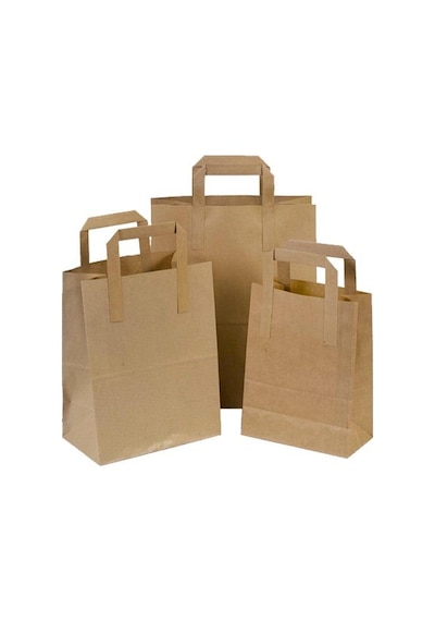 Flat Kraft Kağıt Çanta Karton Hediyelik Poşet Torba - 20x24x10 Cm. - 10 Adetlik 1 Paket