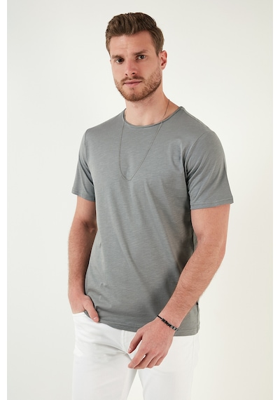 Buratti Bisiklet Yaka % 100 Pamuk Regular Fit Basic Erkek T Shirt 59020001 Açık Haki