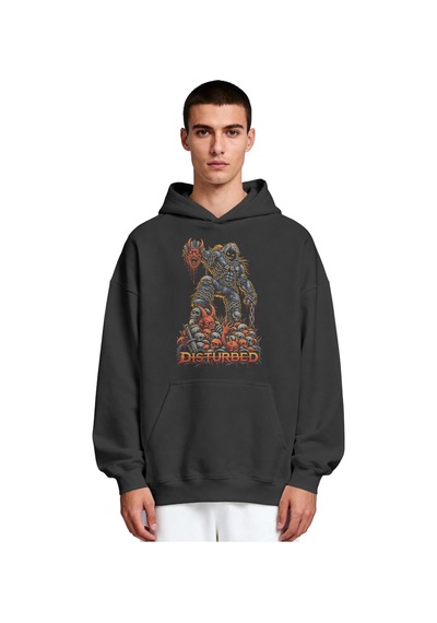 Sevbano Disturbed Rock Metal Müzik Grubu Ön Baskılı Unisex Oversize Premi Siyah