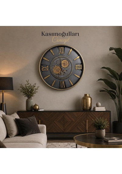 Tr Kasımoğulları Concept Metal Kasalı Hareketli Çarklı Duvar Saati 60 Cm Diğer