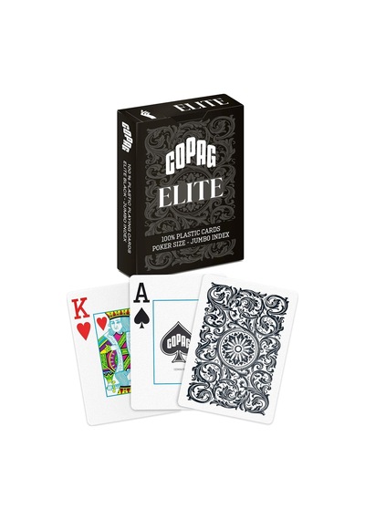 Copag Elite%100 Plastik Oyun Kartları, Poker Boyu Jumbo Endeks Tek Deste, Siyah