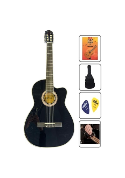 4/4 Clariss Siyah Kesik Kasa Gitar- Kılıf-akort Cihazı- Pena