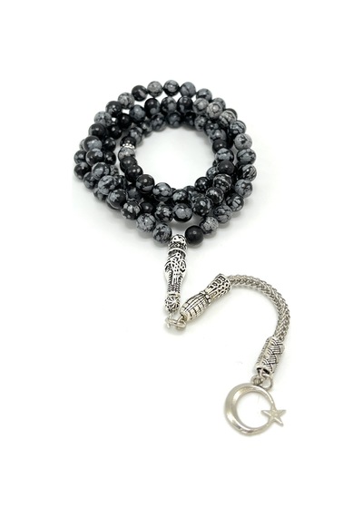 Yıldız Doğal Taş  Karlı Obsidyen 6mm 99luk Doğal Taş Tesbih