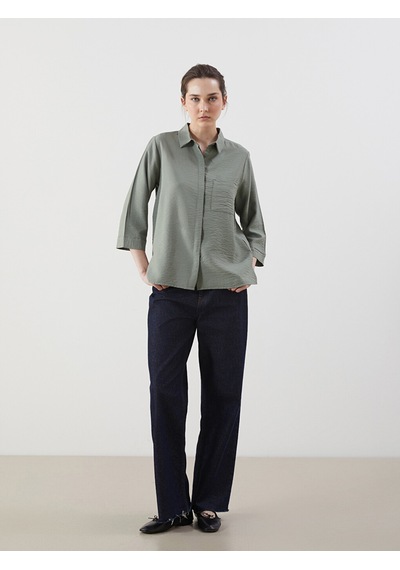 Lcwaıkıkı Classic Yeşil Loose Fit Kadın Gömlek