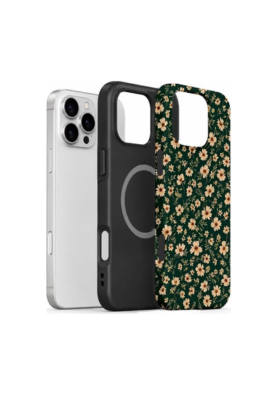 Velvoria Valestra Yeşil Papatya Apple Apple iPhone Uyumlu 16 Pro Max Magsafe Koruma Kılıfı Valestra Magline - Yeşil Papatya
