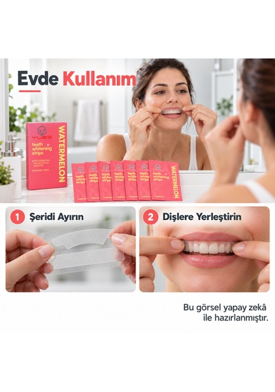 Yues Karpuz Aromalı Diş Beyazlatma Bandı 14 Şerit 7 Uygulama