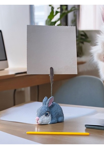 Sevimli Kawaii Tavşan Fotoğraf - Not Tutucu Hediyelik Gri Beyaz