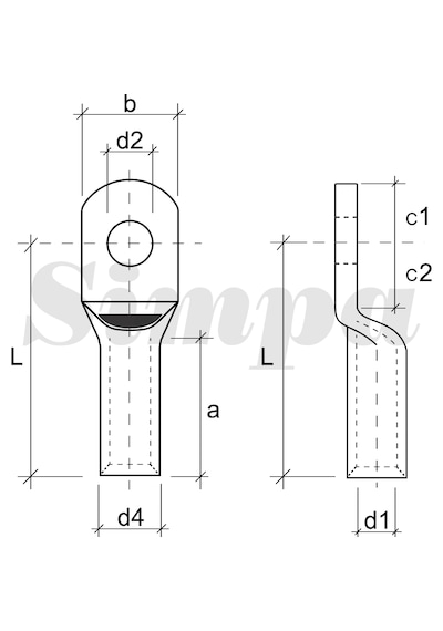 Sımpa Skp-e/050-m10/sd Kablo Pabucu Standart Delik , 50mm2 M10