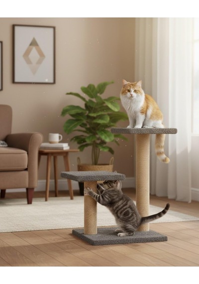 Pet Çift Stepli Kedi Tırmalama Antrasit
