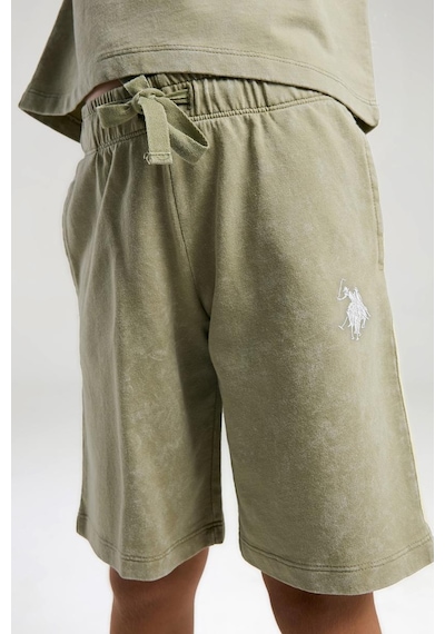 U.S. Polo Assn. Kız Çocuk 2 Li Bermuda T-şhirt Takım Çay Yeşili-2296 Yeşil