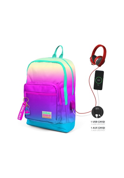 Coral High Kids Renk Geçişli Dört Bölmeli Usb'li Okul Sırt Çantası 23810 Çok Renkli