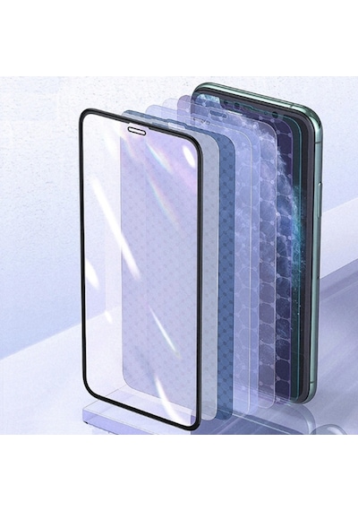 Baseus 0.25Mm Apple Uyumlu   iPhone 11-Xr 3D Curved Full Anti Blue Ekran Koruyu Siyah