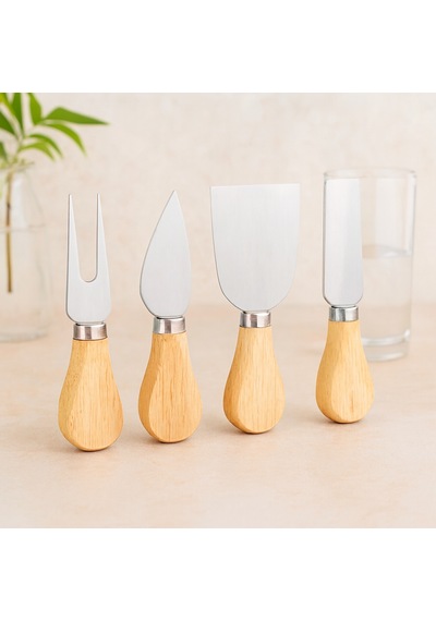 Bambu Saplı 4lü Peynir Bıçak Seti Çok Renkli