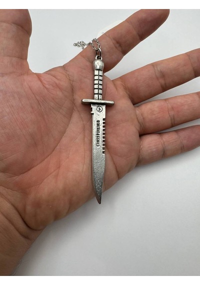 Bıçak Figürlü Kolye 60 Cm Zincirli Zamak Kaplama Unisex Aksesuar Çok renkli