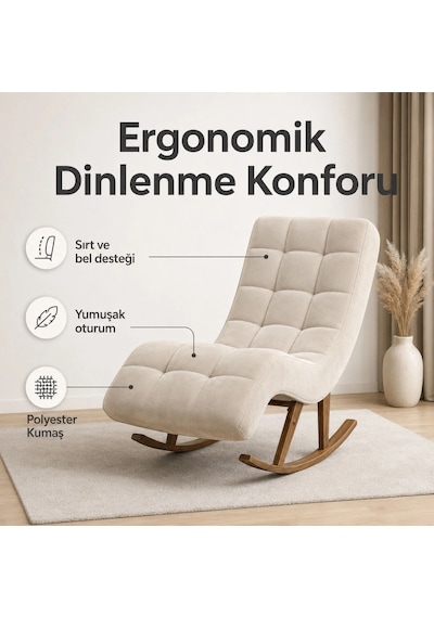 Smarto Relax Napoli Sallanan Ergonomik Dinlenme Koltuğu Tv Koltuğu Berjer Ekru