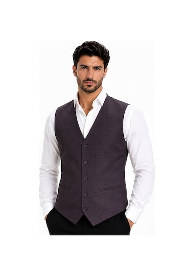 Mentor Regalo Erkek Yelek V Yaka Bordo Desenli 50301