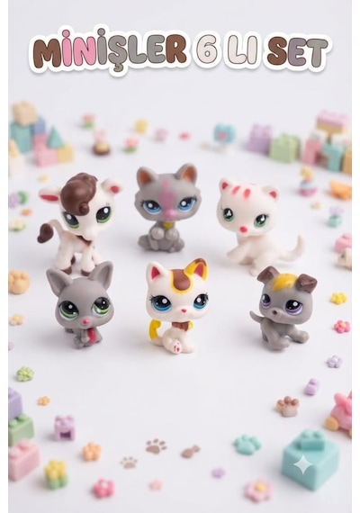 Pet Star Little Sevimli Minişler 6'lı Miniş Oyuncak Seti Hayvan Figür ve Aksesuarları 3046A31