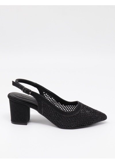 Nesilshoes Nesil Shoes Özma 4045 Siyah Topuklu A. Açık Kadın Ayakkabı