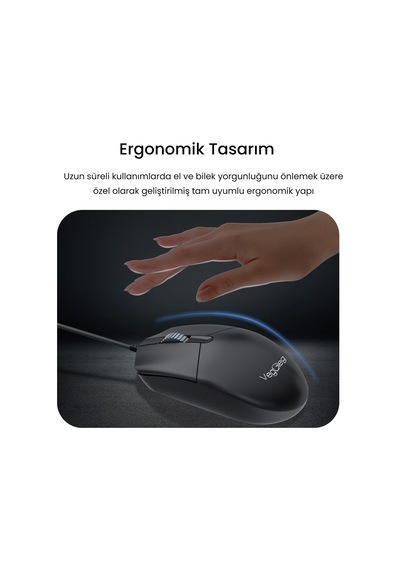 Veggieg Mk500a Ergonomik Kablolu Türkçe Q Klavye Mouse Seti Siyah
