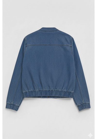 Kadın Mavi Bomber Denim Ceket mavi
