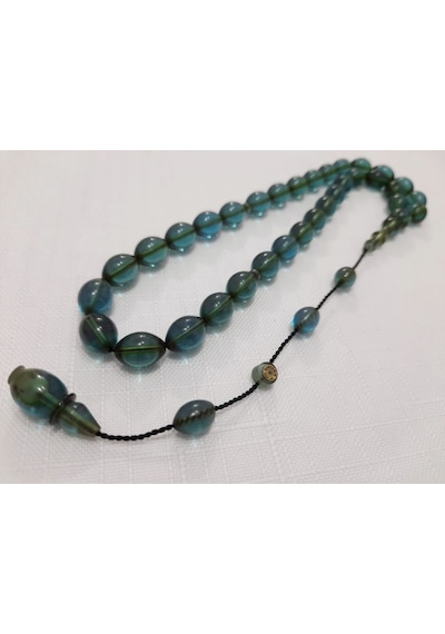 Bünyamin Barlak İmzalı Beyzi Kesim Ateş Kehribar Tesbih 8.5 x 11