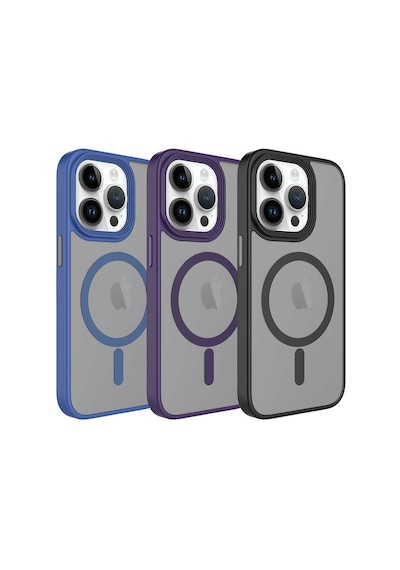 Apple Uyumlu iPhone 14 Pro Kılıf Mat Arka Yüzey Wireless Şarj Özellikli Kapak Flet M-safe Gri