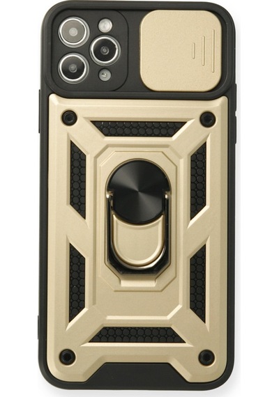 Apple iPhone  Uyumlu  11 Pro Kılıf Pars Lens Yüzüklü Silikon - Gold