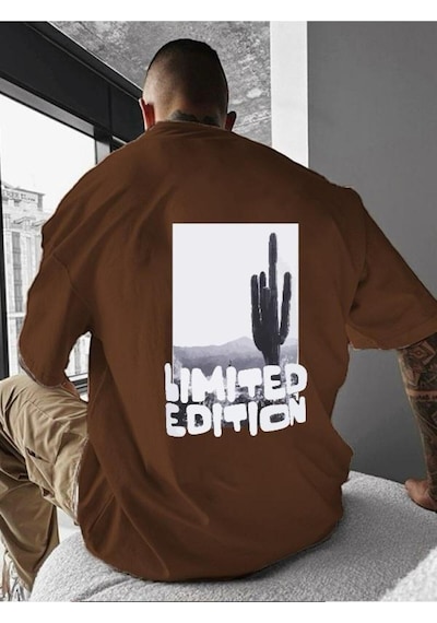 Lımıted Edıtıon Baskılı Oversize Tişört Kahverengi