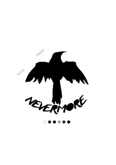 Never More Yazısı Ve Karga Etiket Sticker 20Cm Beyaz-