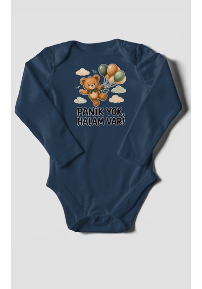 Morivokids Panik Yok, Halam Var Uzun Kollu Çıtçıtlı Bebek Body Lacivert