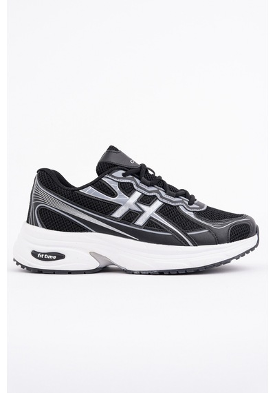 Muggo Hynex Kadın Kalın Taban Bağcıklı Günlük Sneaker Spor Ayakkabı Siyah