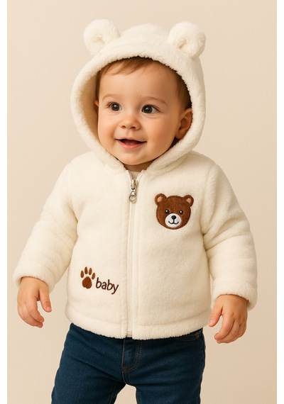 Uğur Bebe Krem Renk Astarlı Unisex Peluş Kapüşonlu Ayıcık Nakışlı Bebek Hırkası Yumuşacık Ve Sıcak Tutar Krem Krem Uğur Bebe Krem Renk Astarlı Unisex Peluş Kapüşonlu Ayıcık Nakışlı Bebek Hırkası Yumuşacık Ve Sıcak Tutar Krem Krem