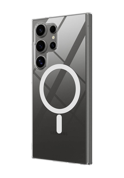 Samsung Galaxy Uyumlu S24 Ultra Kılıf Magsafe Şeffaf Kamera Yeri Açık Çerçeveli Porto Kapak