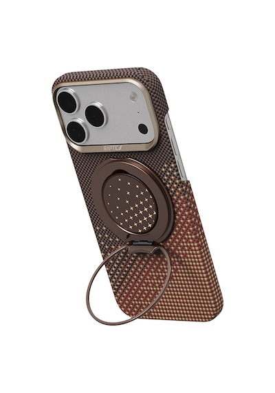 Apple iPhone Uyumlu  17 Pro Max Kılıf Raptic 2in1 Bundle Kit Aramid Skin Serenity Serisi Stand Ve Kapak Kahverengi
