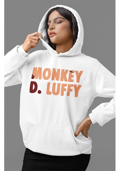 Sevbano Monkey D. Luffy One Piece Anime Sırt Baskılı Unisex Oversize Peny beyaz
