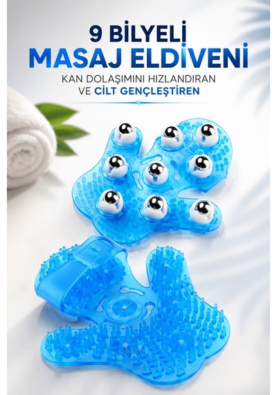 9 Bilyeli Masaj Eldiveni Kan Dolaşımını Hızlandıran Ve Cilt Gençl