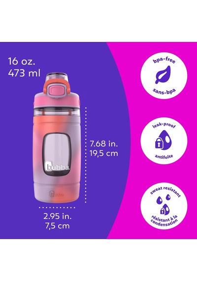 Bubba 473 Ml Çocuk Su Şişesi Bpa Free Geniş Ağızlı & Silikon Kılıflı, Dayanıklı Çocuk Matara Pembe