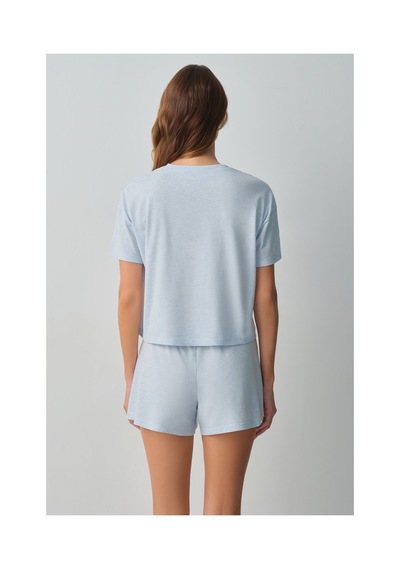 Suwen Daily Şort Pijama Takımı Wsh10910031996 Mavi Melanj