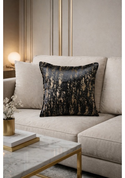 Modern Siyah Altın Desenli Dekoratif Kırlent Şık Ve Lüks Tasarım. Siyah - 851733439 Siyah