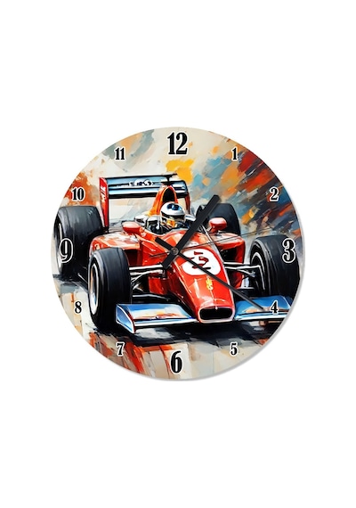 Kırmızı Formula 1 Aracı Akarlı Duvar Saati Kırmızı