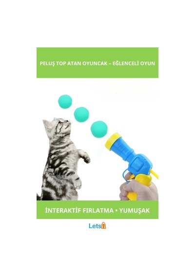 Peluş Top Fırlatan İnteraktif Kedi Oyuncağı 31 Parça