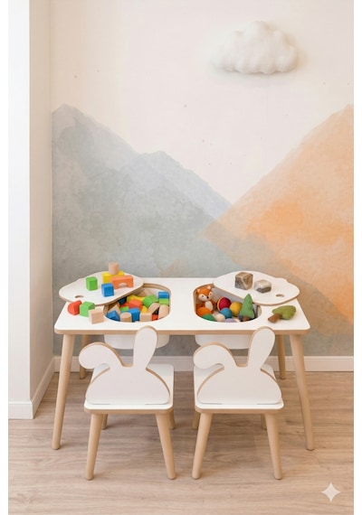 Montessori Çocuk Masası-oyun Masası-aktivite Masası-etkinlik Masası Takımı 2 Tavşan Sandalye Beyaztvsn Beyaz Montessori Çocuk Masası-oyun Masası-aktivite Masası-etkinlik Masası Takımı 2 Tavşan Sandalye Beyaztvsn Beyaz