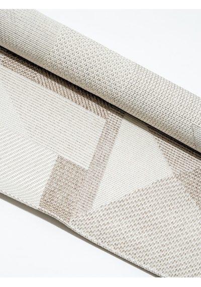Modern Krem Geometrik Desenli Sisal Halı Dokuma Salon Ve Mutfak Halısı Çok Renkli