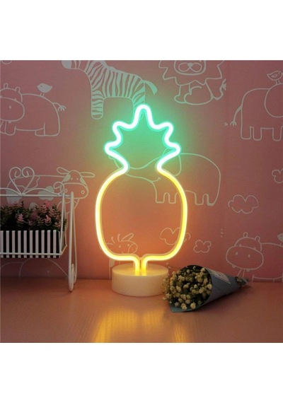 Gece Lambası Dekor Amaçlı Ananaslı Neon Led Masa Ve Hediyelik Lamba .