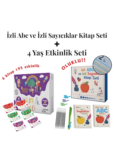 4 Yaş Etkinlik Seti 6 Kitap 195 Etkinlik - İzli Abc Ve Sayıcıklar seti