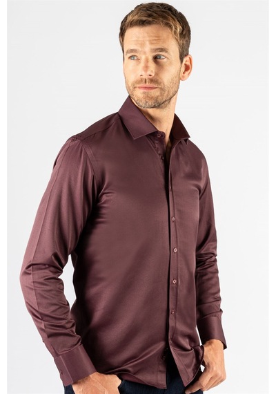 Tudors Modern Slim Fit Düz Saten Erkek Gömlek-23058 Bordo Tudors Modern Slim Fit Düz Saten Erkek Gömlek-23058 Bordo