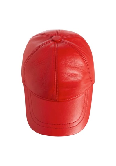 Unisex %100 Deri Arkadan Ayarlanabilir Baseball Kep Şapka Kırmızı