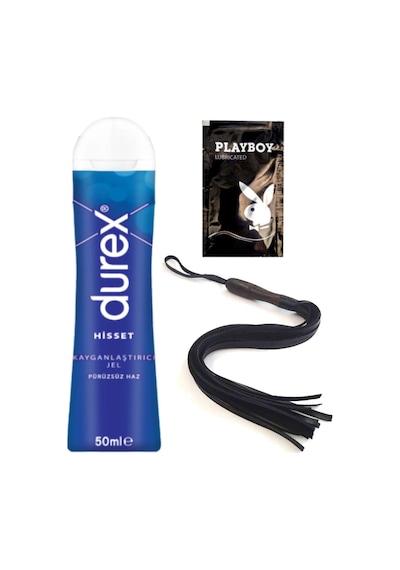 Durex Hisset Pürüzsüz Hazlar 50 Ml Jel + Siyah Püsküllü Deri Kirbaç + Hediye