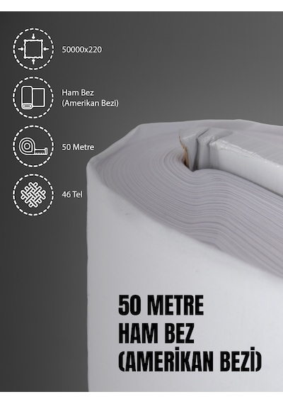 %100 Pamuk 46 Tel Amerikan Bezi Ham Bez Punch Kumaş - Beyaz