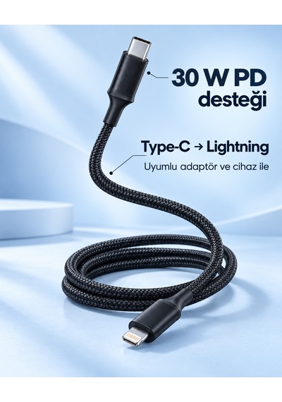 Pd Hızlı Şarj Destekli Led Göstergeli Lightning Kablo Diğer